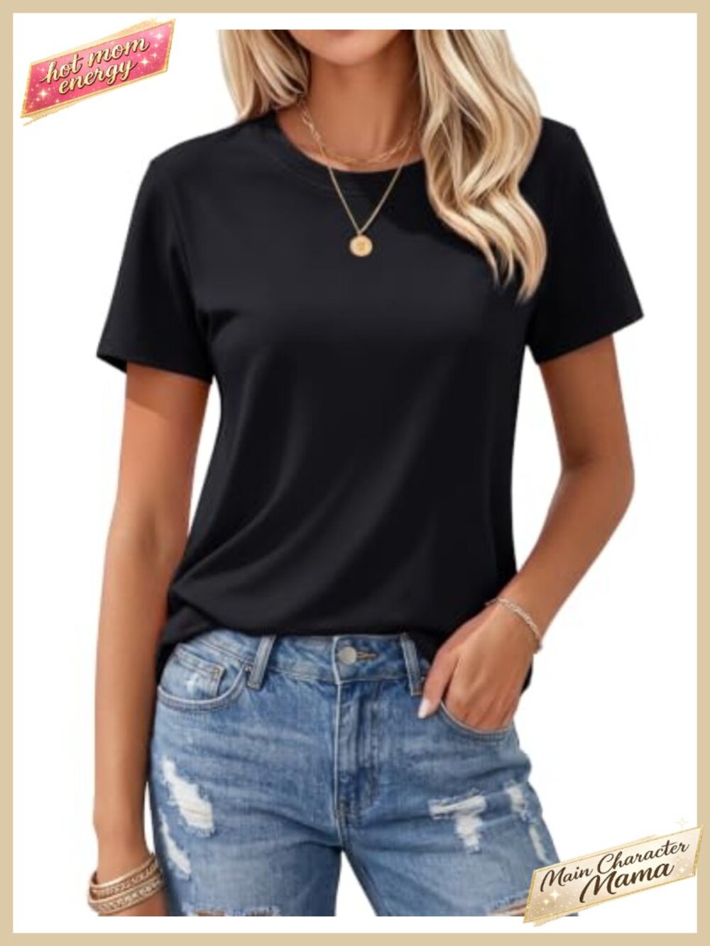 Womens Cotton Crewneck Short Sleeve T Shirt Breathable Moisture Wicking Tee